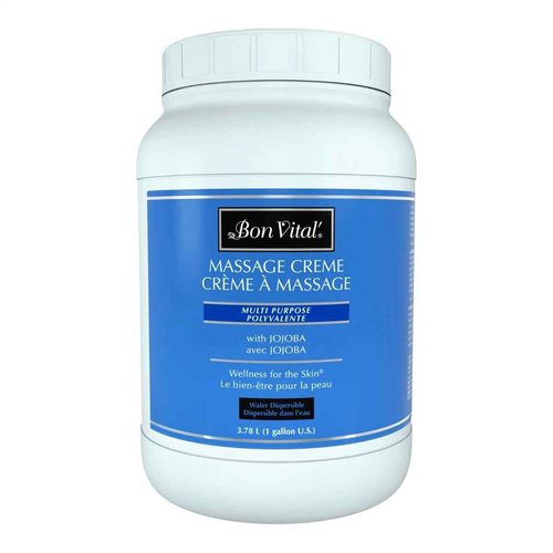 Bon Vital' Multi-Purpose Massage Creme, Professional Massage Cream with Aloe Vera to Relax Sore Muscles, Increase Circulation & Repair Dry Skin, Full Body Moisturizer Cream, 1 Gal, Label may Vary