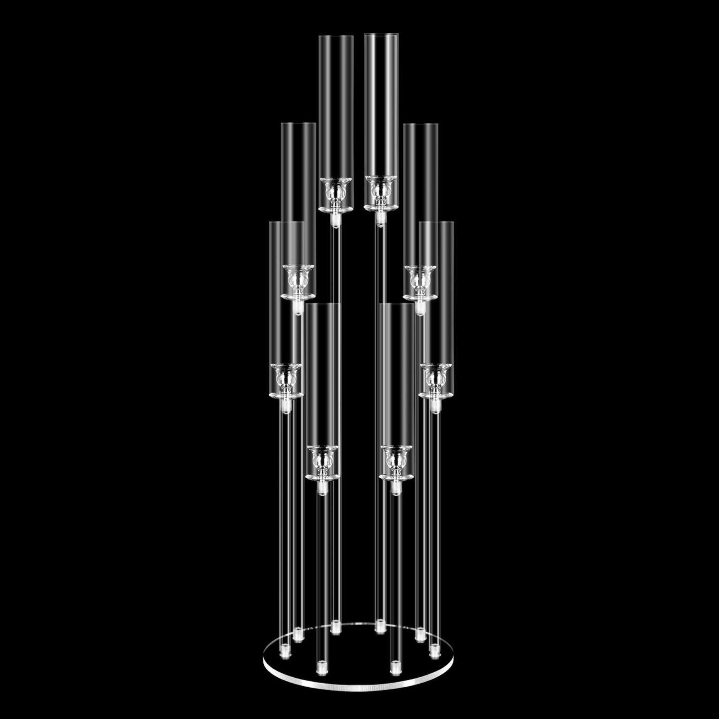 8 Arms Acrylic Candelabra Centerpieces for Wedding Table Decorations,38.5'' Tall Clear Candlesticks Holder with Acrylic Shade for Valentine's Day Dinner Party Fireplace Gift,Fits LED Candles