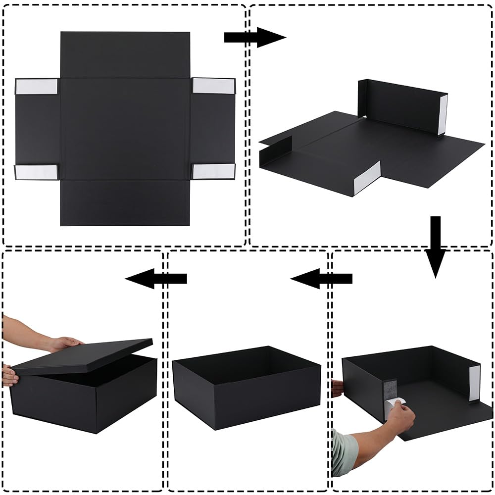Extra Large Gift Box with Lid 17x13x6 Inches, White Gift Boxes for presents Packaging for Birthdays, Valentine's Day, Christmas, Anniversaries (Include Shredded Paper Fill, Envelope Card Ribbon)