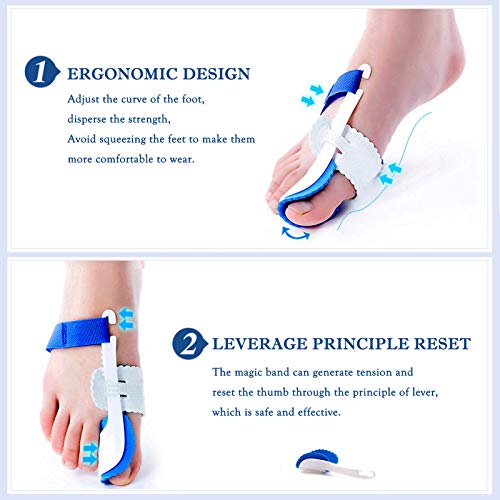 Bunion Corrector Brace for Pain Relief, Hallux Valgus Corrector & Big Toe Joint Support – Adjustable Night Splint for Men and Women, Comfortable Bunion Valgus Protective Cover (2Pcs)