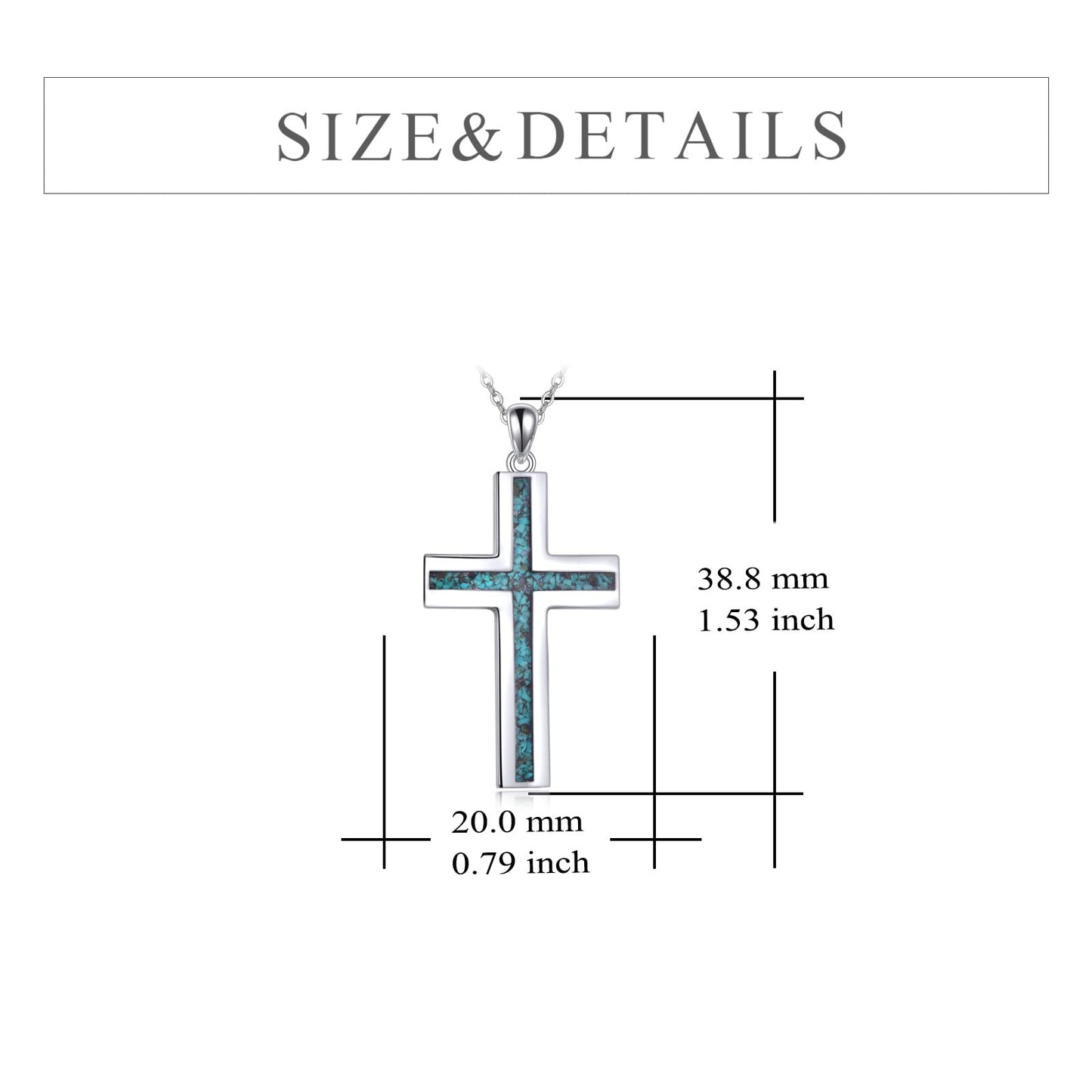YFN Cross Necklace Sterling Silver Turquoise Cross Pendant Religious Jewelry Gifts for Women Men