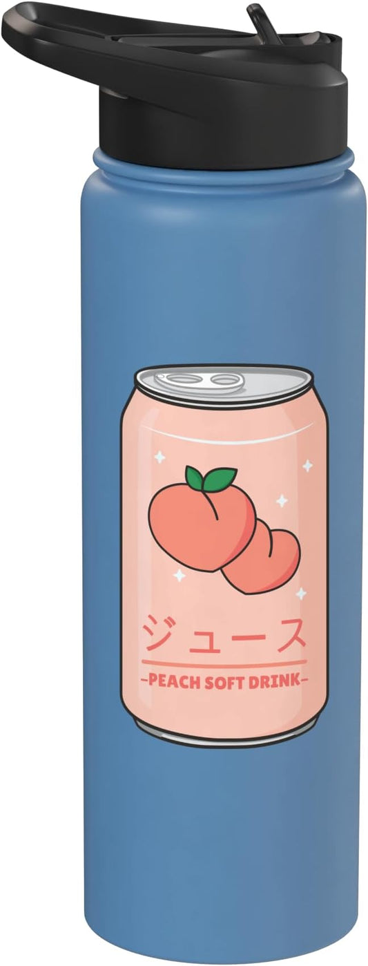 Kawaii Soft Drink Aesthetics Japanese Peach Juice Stainless Steel Insulated Water Bottle