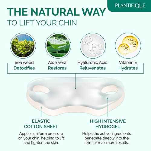 PLANTIFIQUE V-Line Collagen Mask for face 5 PCS | Chin Strap for Women & Men | V Line Lifting Mask with Collagen and Hyaluronic Acid V Shape Face Tape Chin | Skin Firming