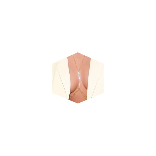 14K Gold Plated Body Chains for Women, Sexy Layered Belly Waist Chain Crossover Bikini Bra Chain, Summer Beach Rhinestone Body Jewelry(10 Imitation Diamonds)
