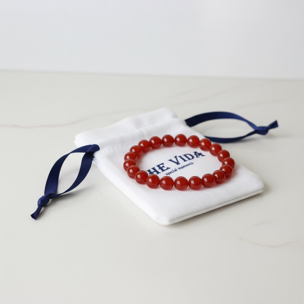 7.The Vida Handmade AAA+ Quality Crystal Stretch Elastic Bracelet - Nature Gemstone - Crystal of Carnelian 10mm - Jewelry Gift - Holiday Gift - For Women & Men