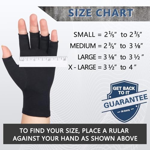 2 Pairs Arthritis Compression Gloves for Women Men, Fingerless Breathable & Moisture Wicking Compression Gloves for Relieving Carpal Tunnel Aches, Rheumatoid Pains, Joint Swell Black XL