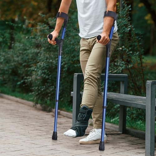 VEVOR Forearm Crutches for Adults, 11-Level Height Adjustable Walking Crutches with 4-Level Upper Cuff, Lightweight Aluminum Medical Support Crutches for Leg Injury Surgery Disabled, 1 Pair (350LBS)