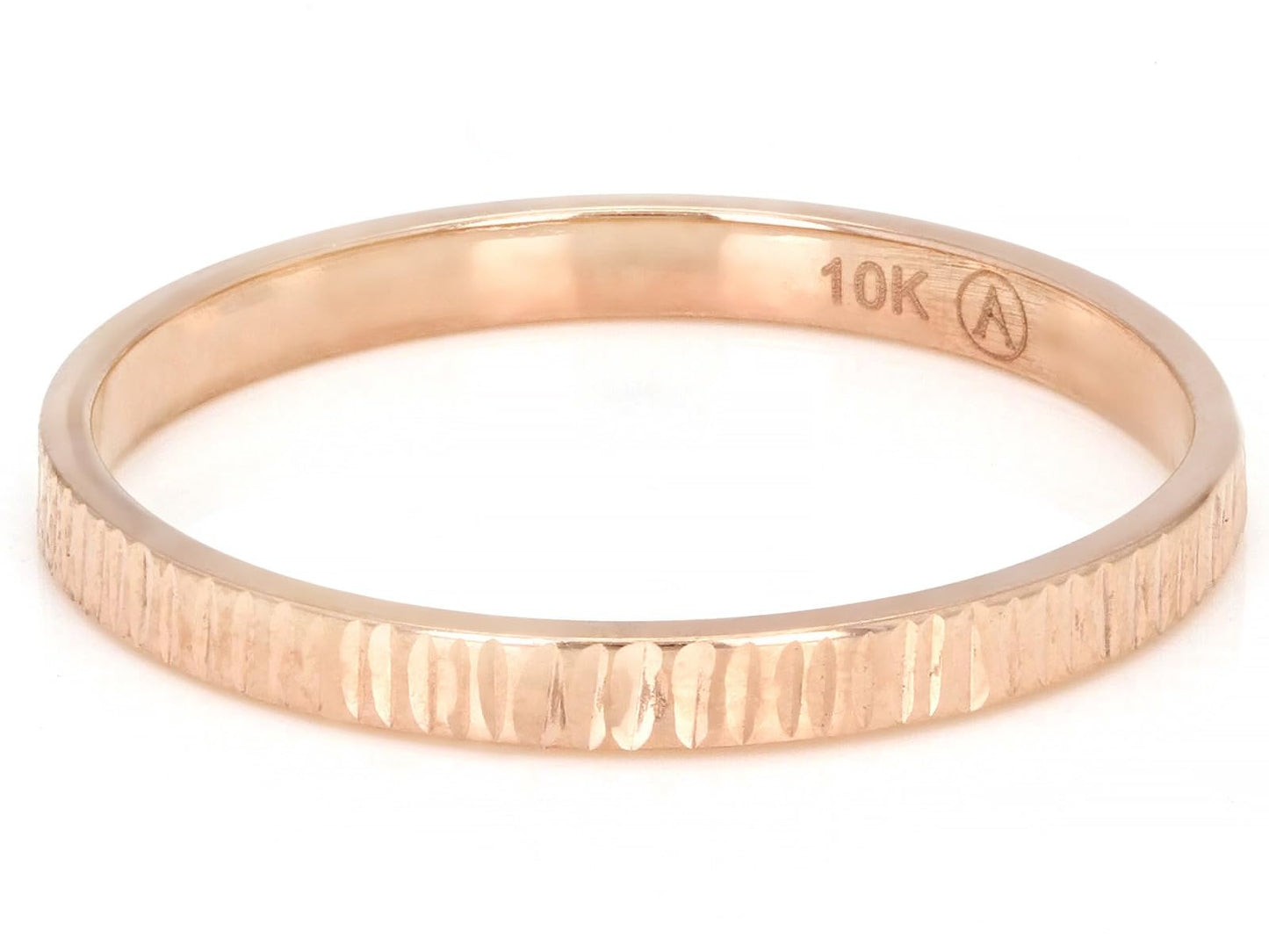 JTV 10K Gold 2 mm Textured Band Ring - Unisex Wedding Band - Elegant, Durable, & Comfortable for Everyday Wear, Anniversary, or Gift - (Rose Gold, 6)