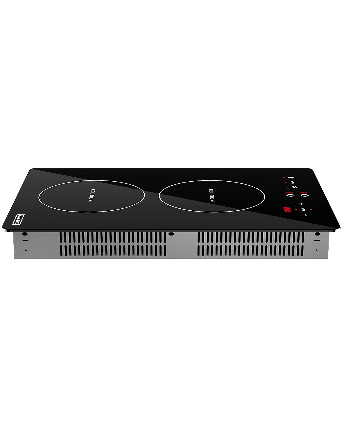 Empava Electric Stove Induction Cooktop Vertical with Dual Burners Vitro Smooth Surface 120V, 12 Inch, Black Ceramic Glass