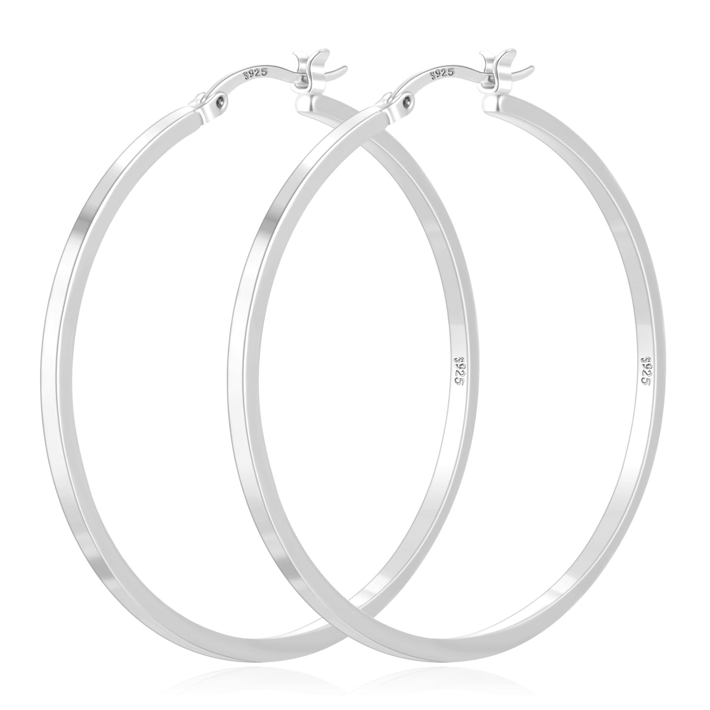 PABBEU 925 Sterling Silver Hoop Earrings Hypoallergenic Silver Hoop Earrings Lightweight Large Hoop Earrings for Women with 925 Sterling Silver Post 20/30/40/50/60/70mm