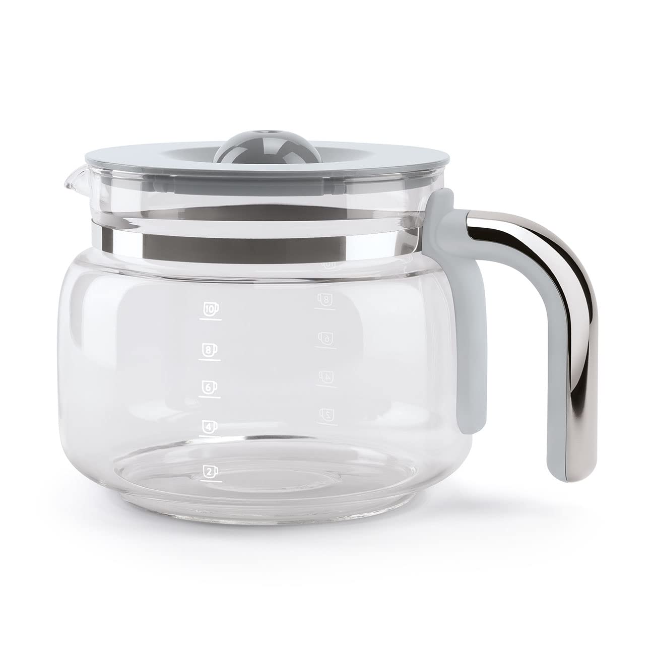 Smeg 50's Retro Style Aesthetic Drip Coffee Machine with 10 Cup Glass Carafe, Auto Start Feature, Keep Warm Plate, and Two Coffee Strength Settings (Brushed Stainless Steel)