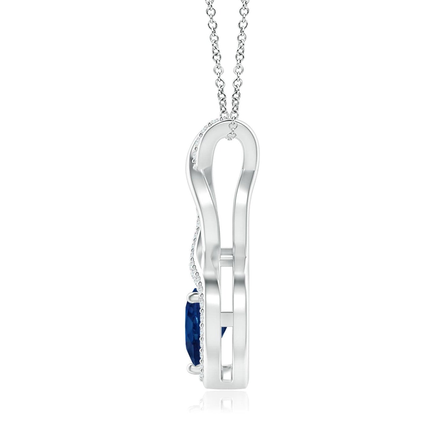 Angara Natural Blue Sapphire Pendant for Women | 0.3 ct Heart Shape Blue Sapphire Diamond Heart Pendant Necklace in White Gold | September Birthday, Anniversary, Gemstone Jewelry Gift | AA | 4mm