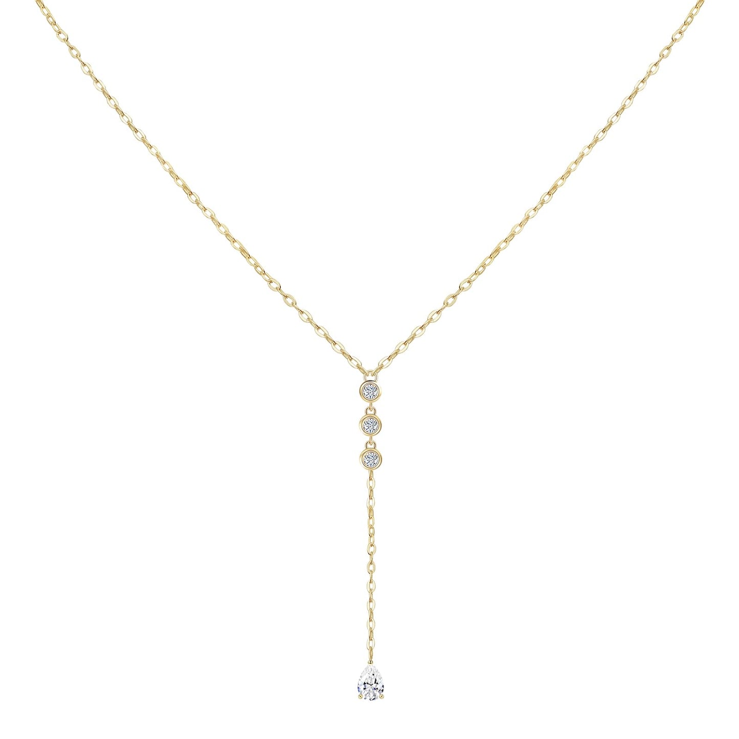 TWTWIO Moissanite Pendant Necklace for Women, D Color VVS1 Clarity 0.62CT S925 Sterling Silver Lariat, 14K Gold Plated, Valentine's Day Jewelry Gift for Her