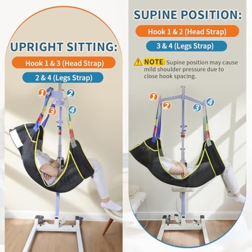 Universal Full Body Patient Lift Sling, Mesh Fabric Patient Sling Transfer and Bathing aids, 500lb Weight Capacity (Large-Black)