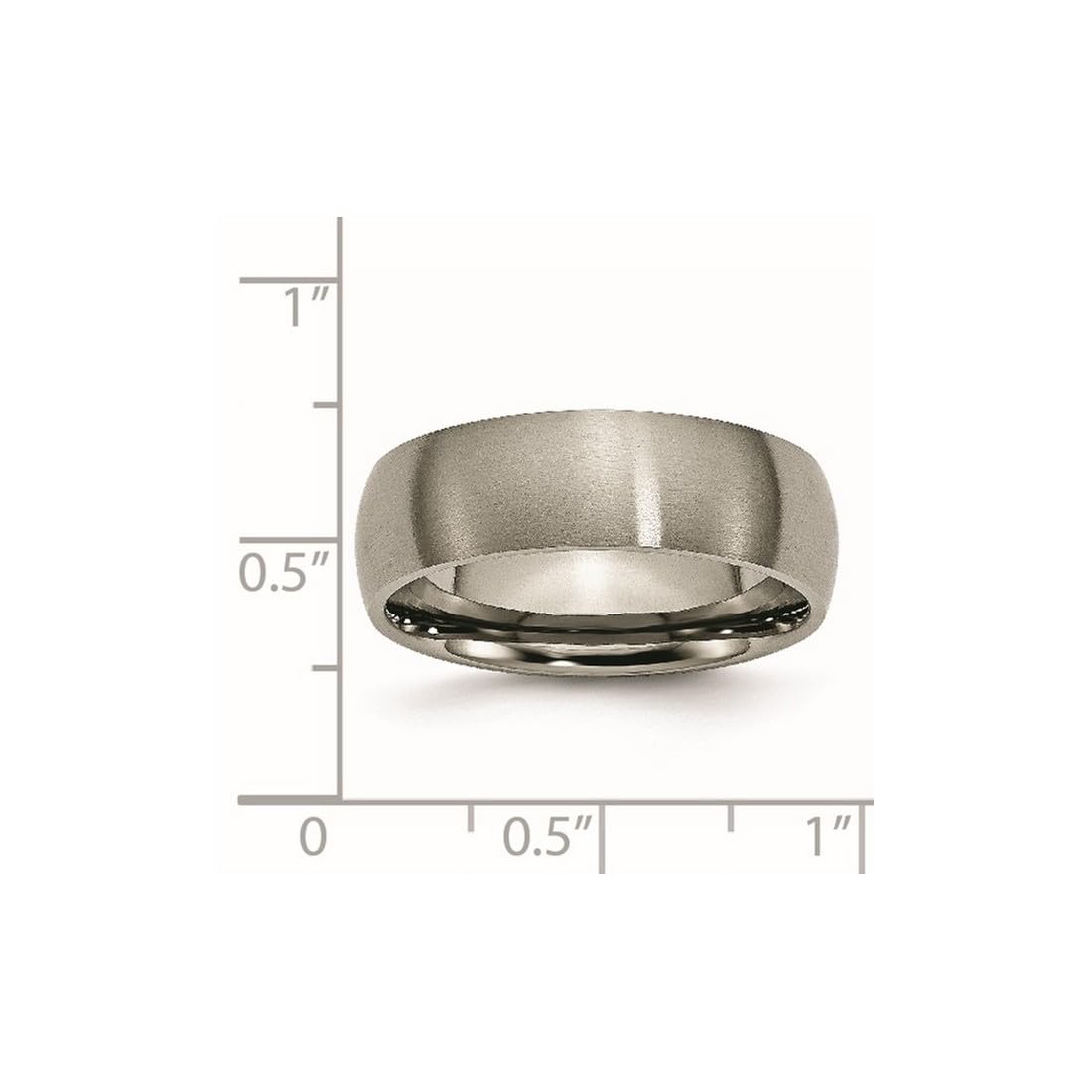 JewelryWeb Titanium Half Round 7mm Brushed Band Ring Size 11 Ring for Women and Men