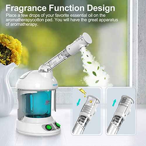 Facial Steamer - DENFANY Nano Ionic Face Steamer with Extendable 360¡Æ Rotating Arm - Portable Facial Steamer for Personal Care at Home or Salon (Blue)