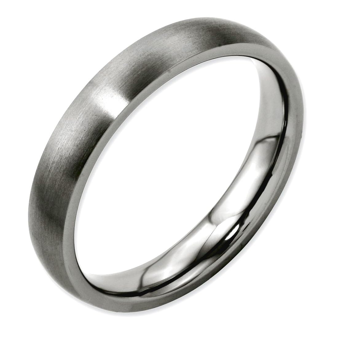 JewelryWeb Titanium Half Round 4mm Brushed Band Ring Size 12 Ring for Women and Men