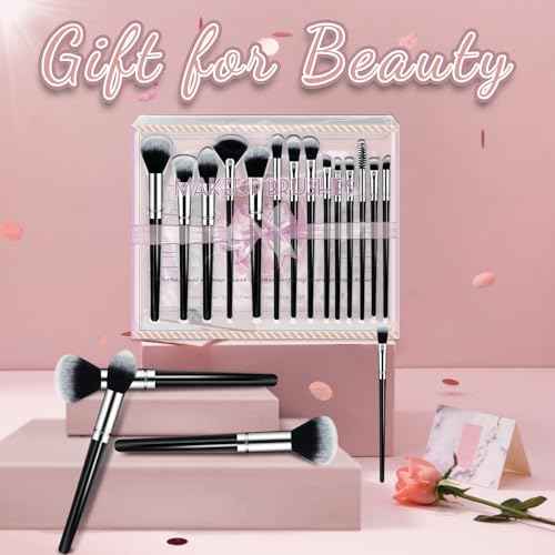 Makeup Brush Set, Premium Synthetic 14 Pcs Makeup Brushes, Travel Makeup Brush Set for Foundation, Concealer, Blush and Eyeshadow Brush(Black)