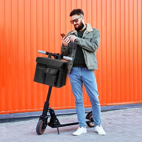 Boczif Mobility Scooter Bag, Electric Scooter Caddy Organizer Pouch, Electric Mobility Scooter Basket Bag with 14Inch Laptop Pocket and Cup Holders for Wheelchair & Rollator (Mobility Scooter Bag)