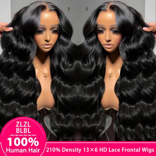 13x6 Lace Front Wigs Human Hair Pre Plucked 210 Density Body Wave HD Lace Front Wigs for Women Human Hair Glueless (Natural Color Body Wave Wig, 26 Inch)