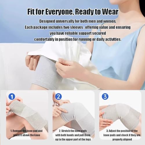 Bamboo Charcoal Compression Knee Sleeve - Elastic Knee Braces Pads Warmers Protective Knee Support for Arthritis and Runners (Gray+Black, Large)