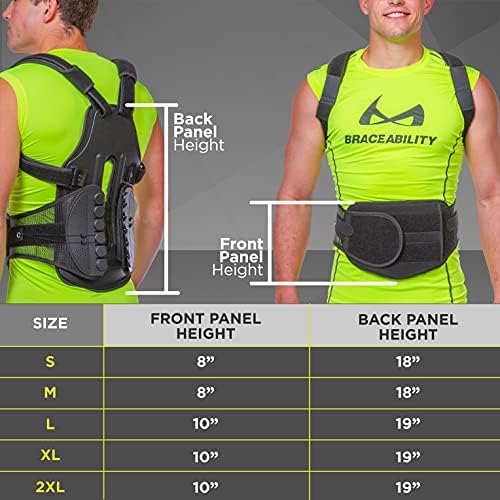 BraceAbility TLSO Full-Body Back Brace Support - Hard Turtle Shell Jacket for Thoracic Kyphosis, Parkinson's Disease, Fractured Spine, Scoliosis, Postural Correction, Post-Surgery Recovery (XL)