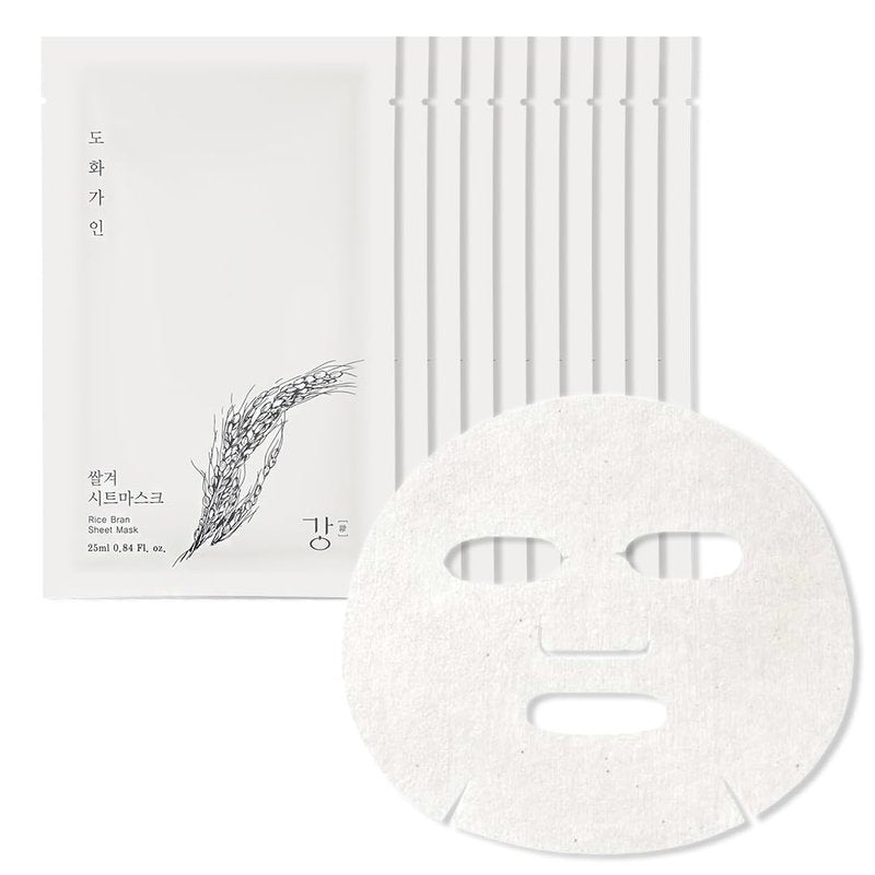 House of Dohwa Rice Bran Sheet Mask – Nutrient Enriched Cotton Sheet Mask – Soothing & Nourishing – Made with Domestically Sourced Korean Rice (10 Count)
