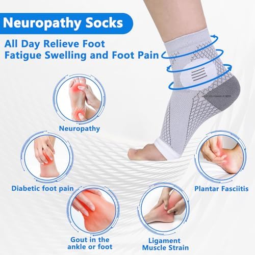 Neuropathy Socks for Women and Men, Nano Soothe Relief Compression Socks Toeless Compression Socks Ankle Compression Sleeve for Arch Support, Plantar Fasciitis Foot Swelling