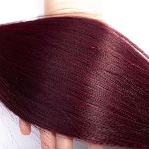 Brazilian Human Hair Bundles 26 28 30 Inch Burgundy 99J Straight Bundles Human Hair 100% Unprocessed 10A Quick Weave for Black Women Soft Sewn In with Double Weft