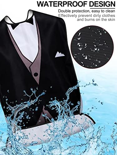 8 Pcs Adult Bib for Eating Bow Tie Pattern Machine Washable Clothing Protector Senior Adult Bibs with Optional Crumb Catcher and Adjustable Snap Closure for Elderly Men Women, 34 x 18 Inch, 8 Styles