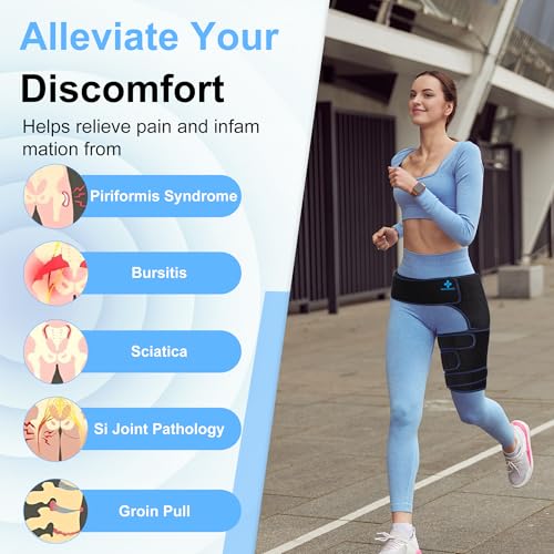 Hip Brace for Sciatica Pain Relief Devices Adjustable Hamstring,Thigh,Groin Compression Wrap Sciatic Nerve Brace for Men and Women –Support for Sciatica Hip Pain Relief (Left)