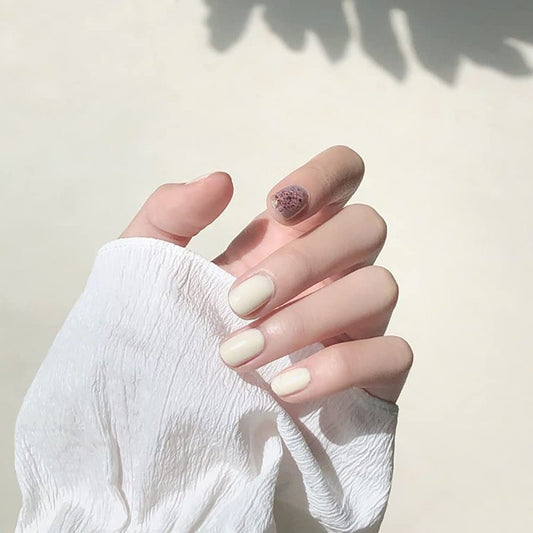 LIGHT RAIN Press on Nails - Day, 3D Luxury Reusable Seven Layers Gel UV Finish False Nails, Handmade Nail Art with Design by Licensed Manicurist, Short Square Shape, Medium Size