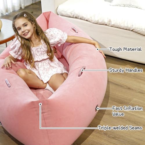 Sensory Chair Inflatable Peapod Canoe, 60" Sensory Pod Sitting for Autistic Children, ADHD Sensory Pea Pod with Neck Pillow, Electric Air Pump, Pink