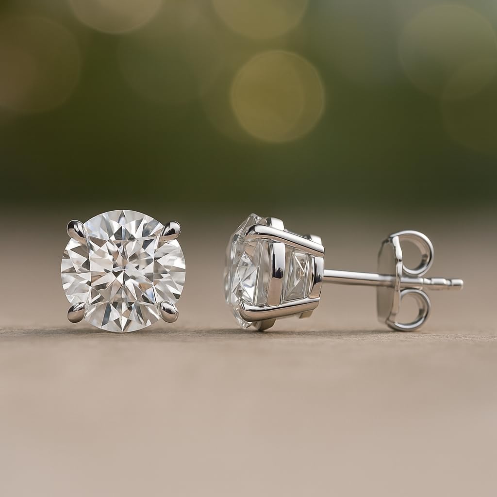 Certified 4.0 Carat Lab Grown Diamond Earrings in 14K White Gold, F/VS Quality, Premium Collection of Diamond Stud Earrings for Women and Men, Quality Studs Made in USA