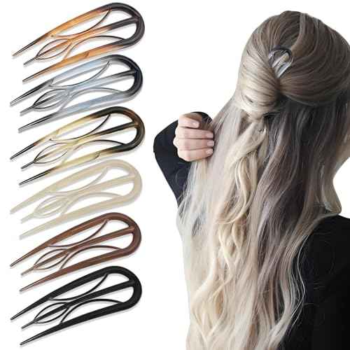 6Pcs French Hair Clips, U Shaped French Hair Pin Retro Fork Hair Pin Internal Teeth French Hair Clips, Tortoise Shell French Hair Pins for Women Thin Hair Buns Twist Hairstyle Accessories