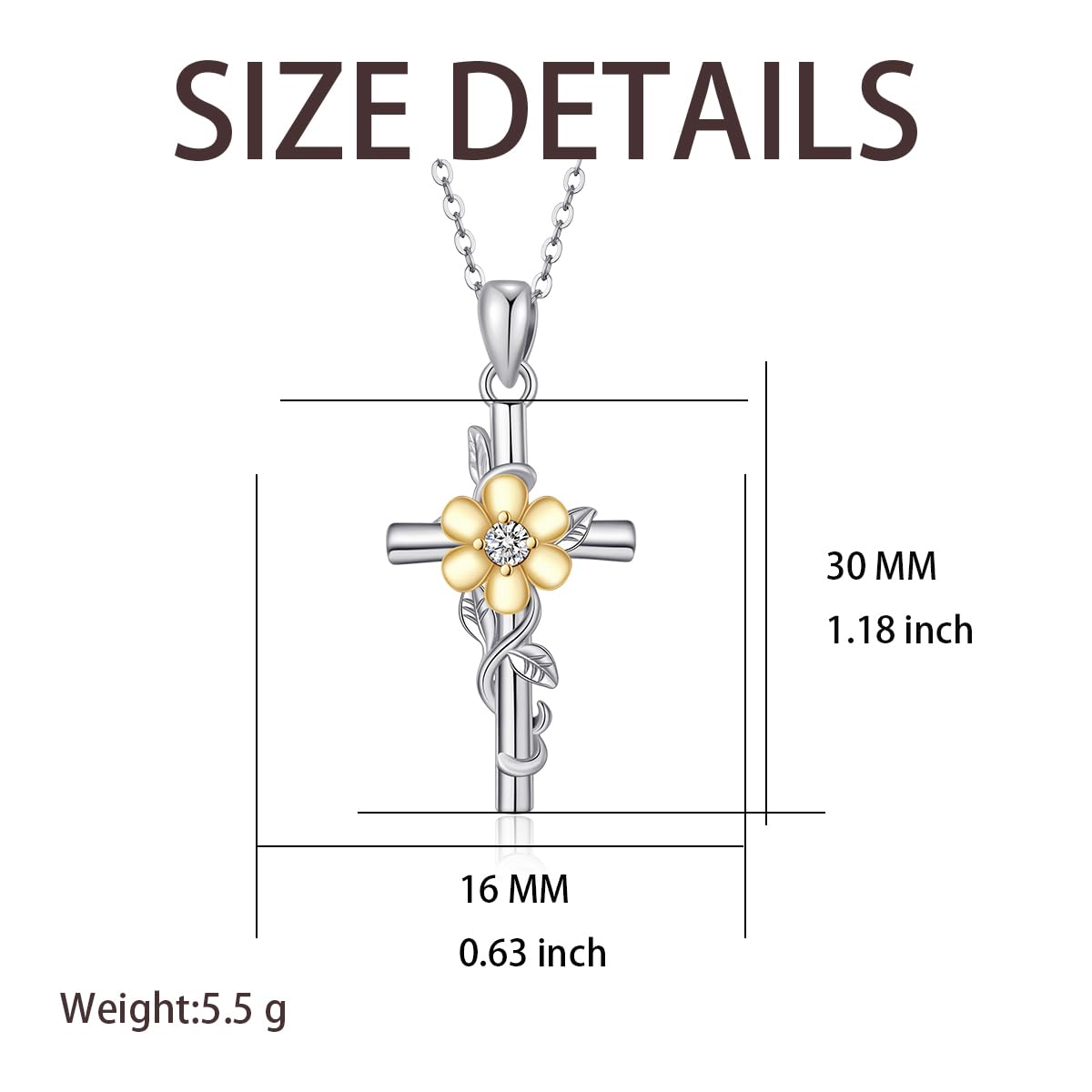 HELORET Daisy Necklace Dainty Daisy Flower Cross Pendant Jewelry for Women Birthday