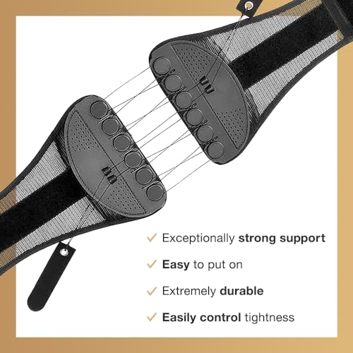 Lumbar Support Back Brace (Official) - Enhances Comfort, Breathable Design, Lower Back Belt, Posture and Spine Support (L size, 33-38 in)