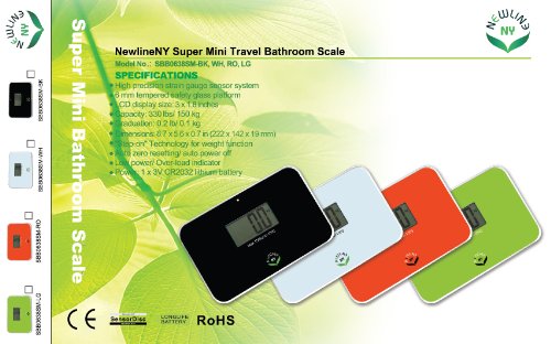 NewlineNY Auto Step On Super Mini Travel Bathroom Scale, 5.25" x 8.5" SBB0638SM: Black