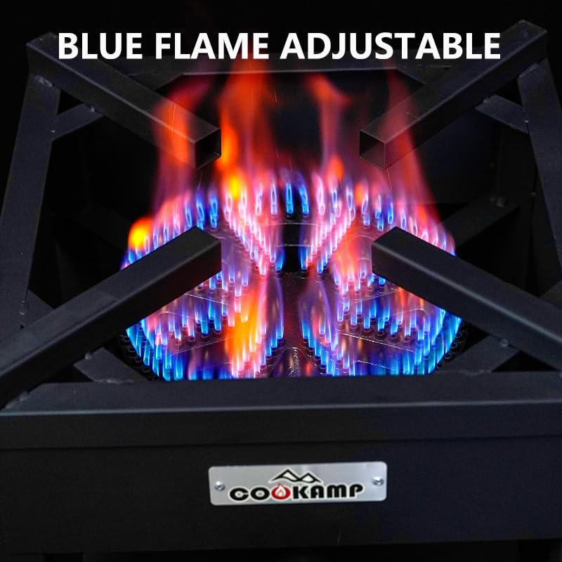COOKAMP Stainless Steel Burner Propane Burner, 260,000BTU High Pressure Outdoor Propane Cooker, Heavy Duty Gas Burners for Outdoor Cooking For Turkey Fry, Seafood Boil(Stainless Steel) SS1750
