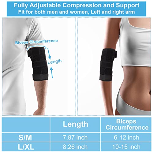 Elbow Splint Tendonitis Elbow Brace, Cubital Tunnel Syndrome Brace with 4 Removable Metal Spring Splint for Sleeping, Elbow Immobilizer for Ulnar Nerve Entrapment, Golfers Elbow (L/XL)