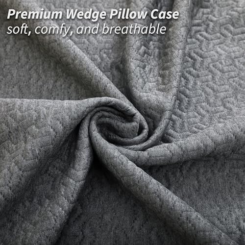 Wedge Pillow Cover for 24x24x12 Bed Wedge Pillow, Hypoallergenic Replacement Case Cover with Zipper & Pockets, Gray