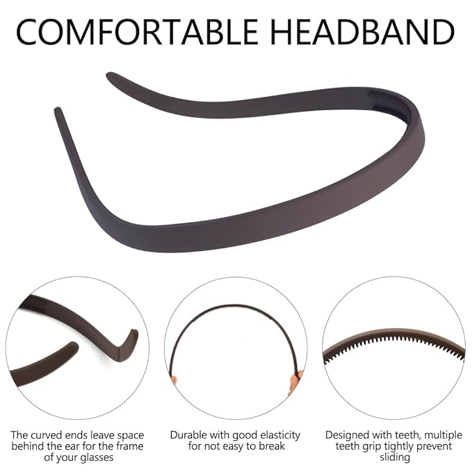 TOBATOBA Headbands for Glasses Wearers No Pressure No Headache Square Sunglasses Headband for Women Comfortable Plastic Hairbands with teeth, Womens Headbands Non Slip 6Pcs