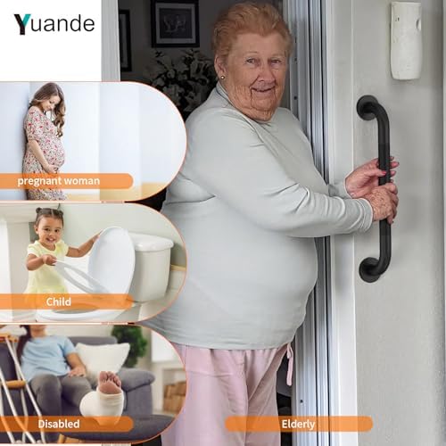 4 Pack 20 Inch Shower Grab Bar, YuanDe Black Bathroom Grab Bar Handle w/Anti-Slip Knurled Grip, Stainless Steel Bath Balance Bar,1.25" Diameter Safety Hand Rail Support,Handicap Injury Elderly Senior
