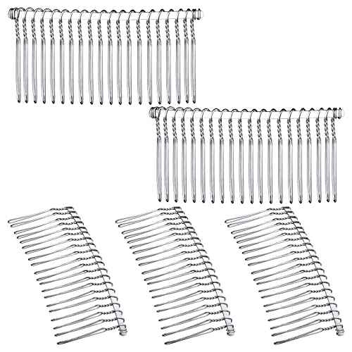 5 Pieces Hair Combs for Women Accessories Metal Bridal Hair Comb 20 Teeth Wedding Veil Comb Decorative for Women Fine Hair(White K)