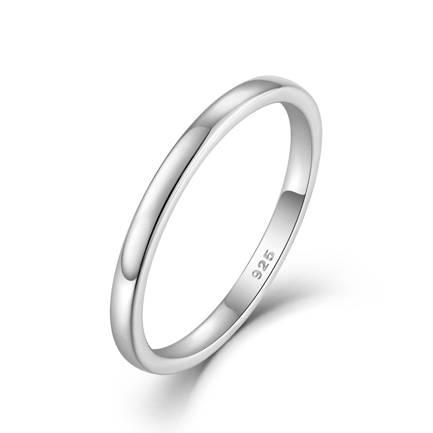 STARCHENIE Solid 925 Sterling Silver 2mm Wedding Band Ring, Comfort Fit High Polish, for Men and Women (Size 9)