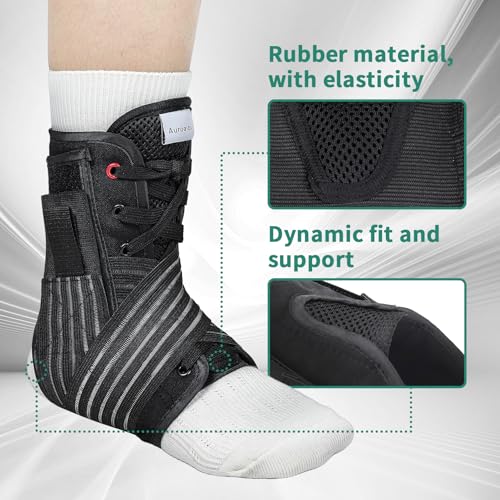 Ankle Brace for Sprained Ankle Lace up Support Brace for Women Men with Side Splints Adjustable Ankles Stabilizer for Injury Recover, Sports, M