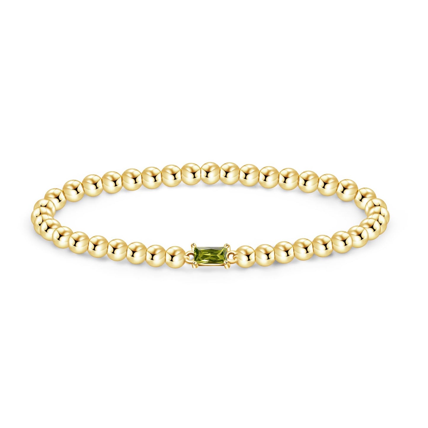 Free bird Birthstone Beaded Bracelet for Women Dainty Peridot Bracelet 14K Gold Plated Stretchable Beaded Bracelet Trendy Stackable August Birthstone Jewelry Gift for Birthday Christmas Valentine's Day