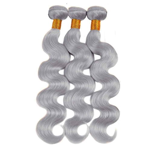 Giginger Sliver Grey Human Hair Bundles 20 22 24 inch Body Wave Human Hair Bundles Sliver Grey 100% Unprocessed Raw Quick Weave Hair for Black Women