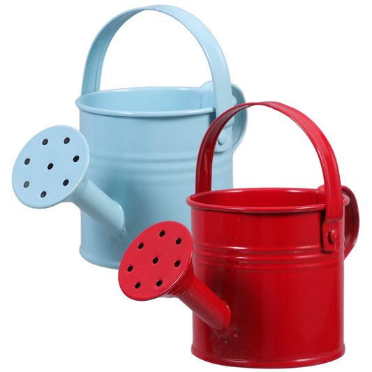 2 Pack Small Metal Watering Can for Kids, Mini Plant Water Pot for Indoor Outdoor Gardening, Cute Toddler Beach Sand Bath Toys with Sprinkler Head, Tiny Succulent Bonsai Cans, 6oz