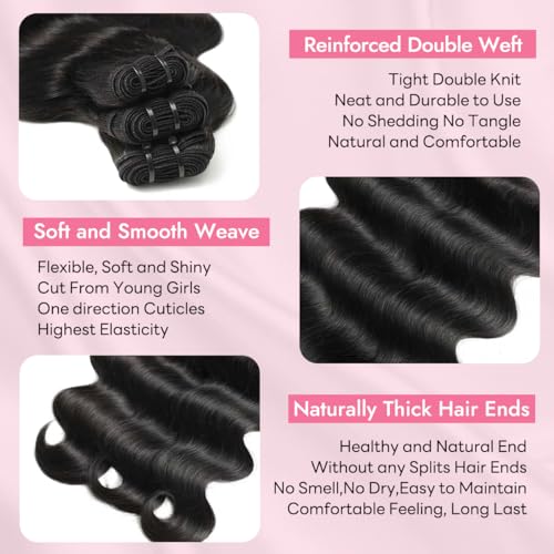 Clip in Hair Extensions Real Human Hair Body Wave 1B Natural Black Clip in 100% Brazilian Remy Human Hair Extensions 8pcs Per Set with 18 Clips Double Weft 24 Inch 120g/3.6oz